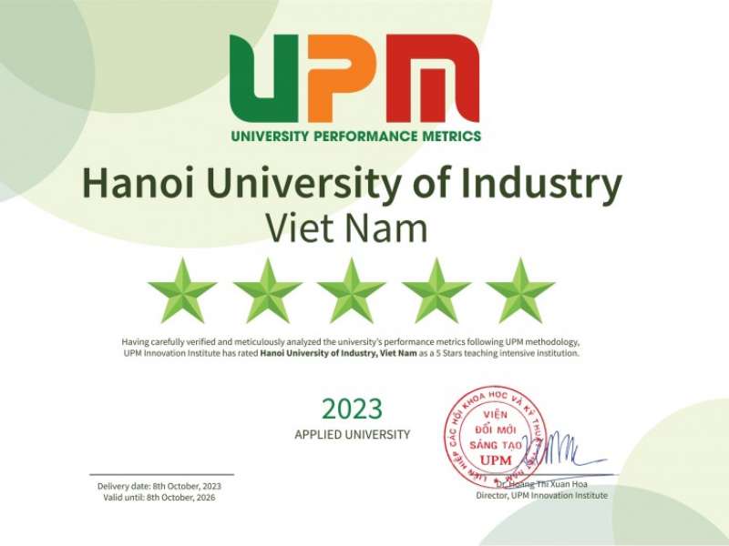 HaUI đạt chuẩn 5 sao Đại học định hướng ứng dụng theo Bảng xếp hạng UPM